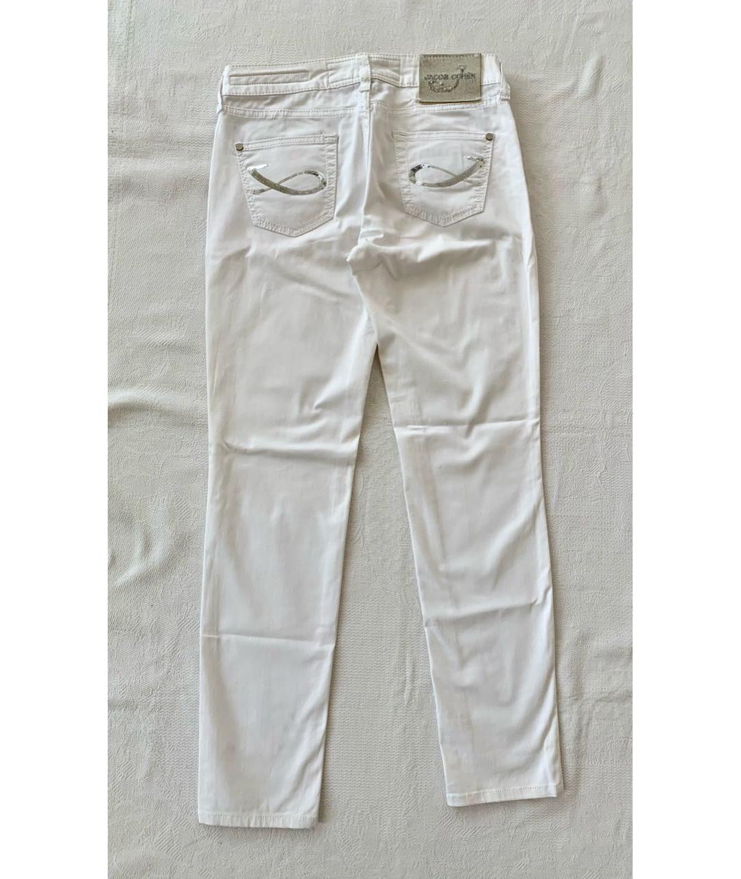 JACOB COHEN Белые хлопко-эластановые прямые джинсы, фото 2