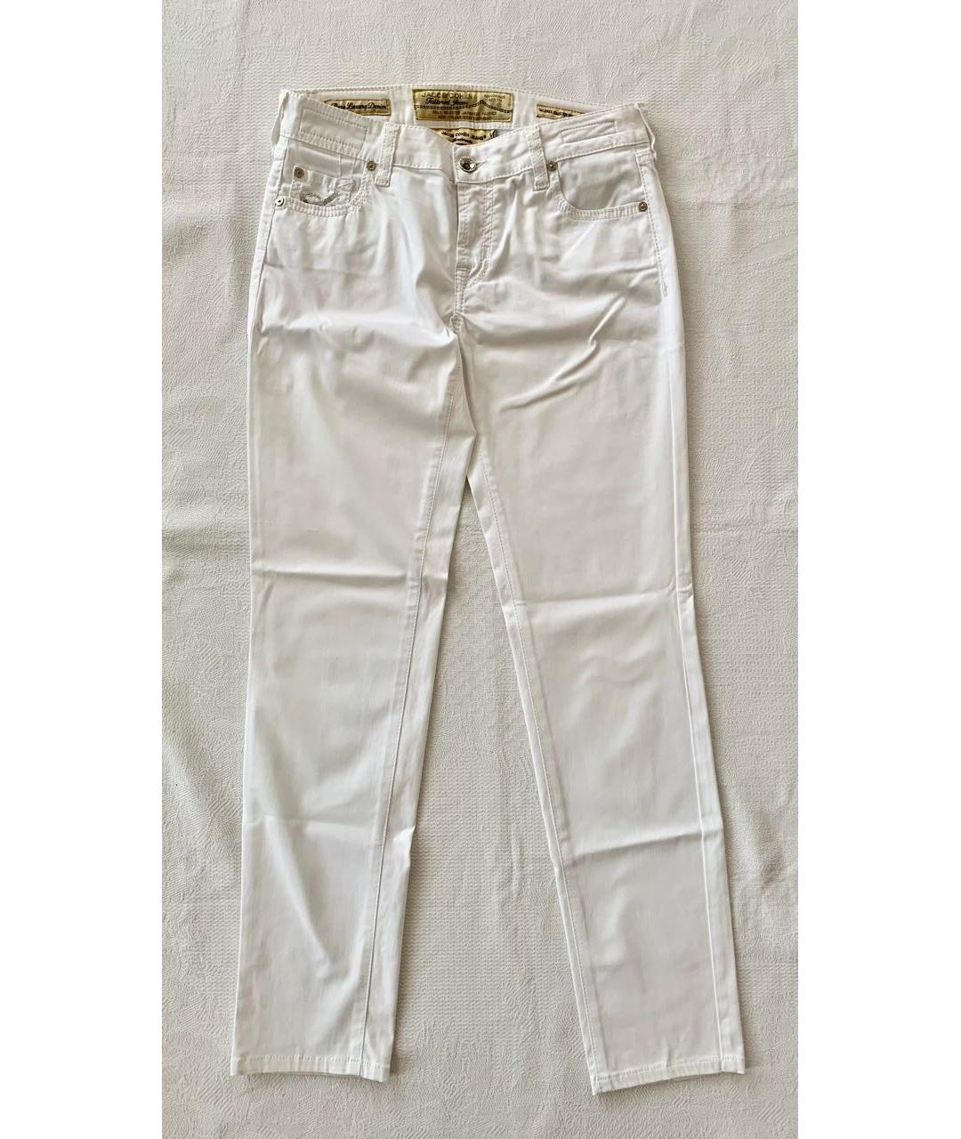 JACOB COHEN Белые хлопко-эластановые прямые джинсы, фото 8