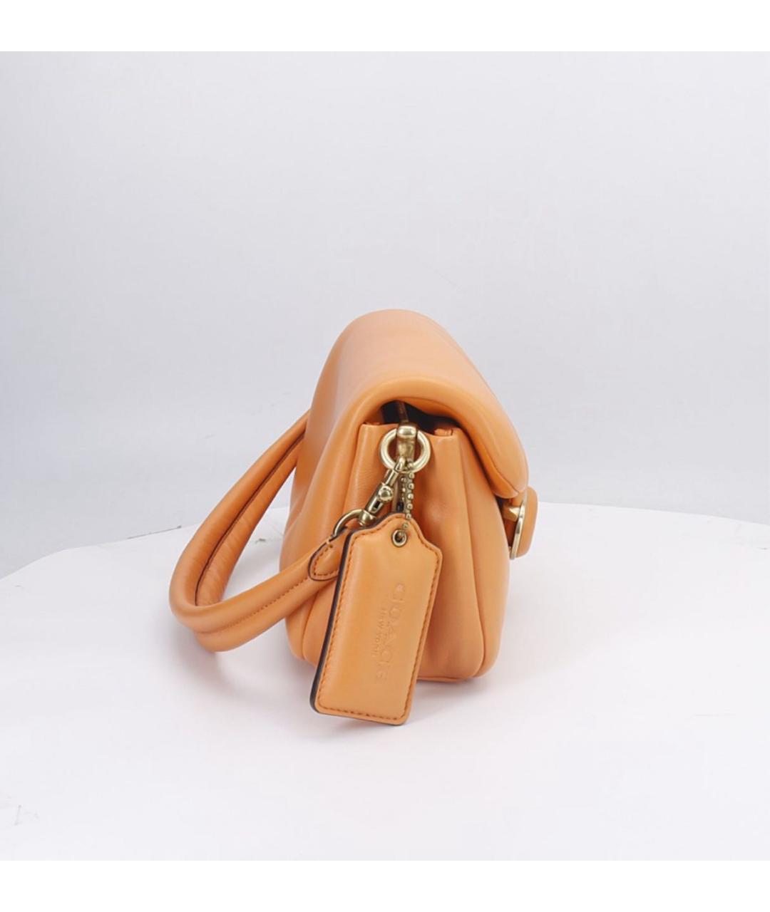 COACH Оранжевая кожаная сумка через плечо, фото 3