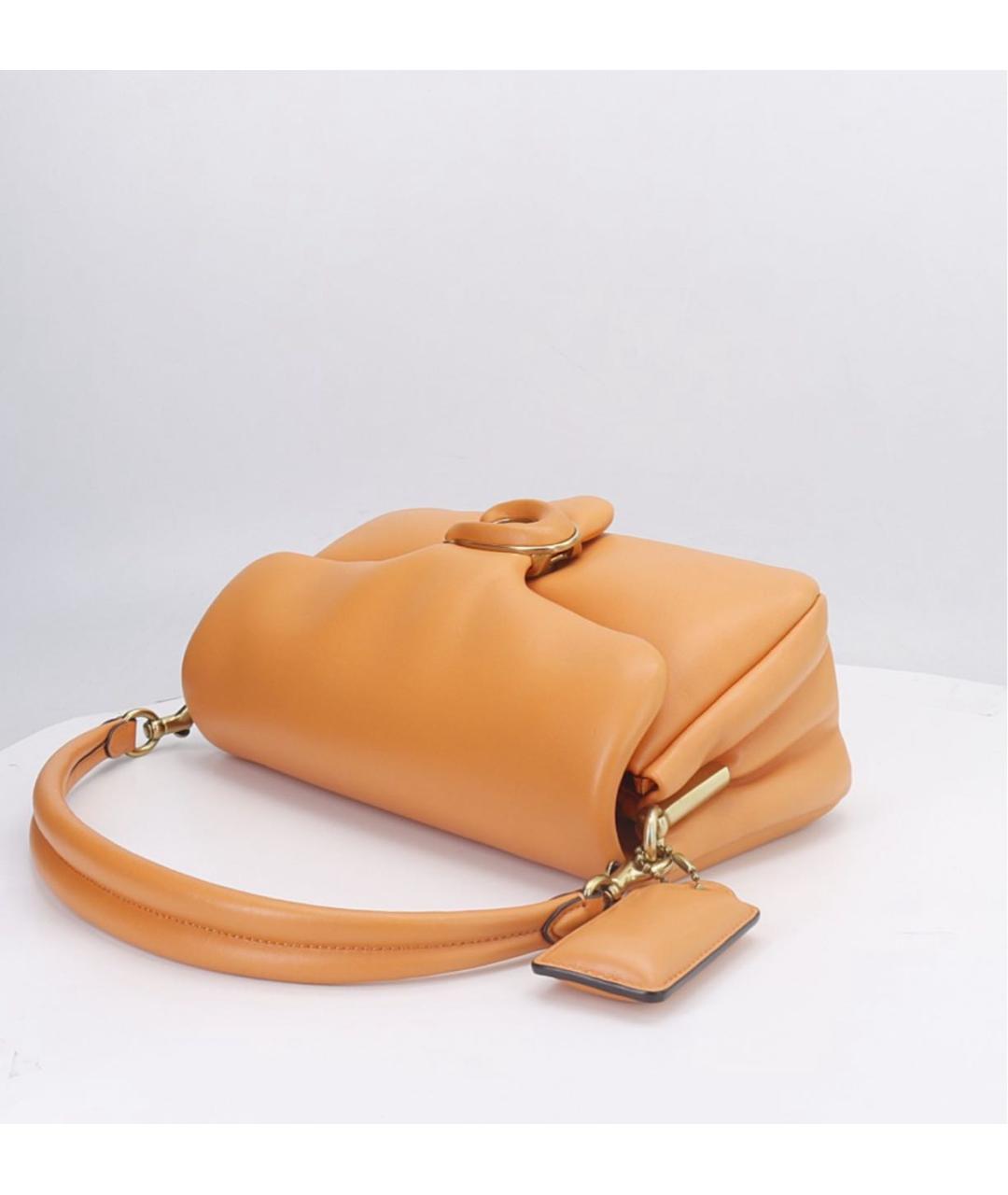 COACH Оранжевая кожаная сумка через плечо, фото 5