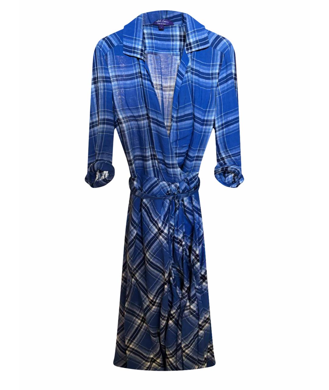 RALPH LAUREN PURPLE LABEL Синее хлопковое повседневное платье, фото 1