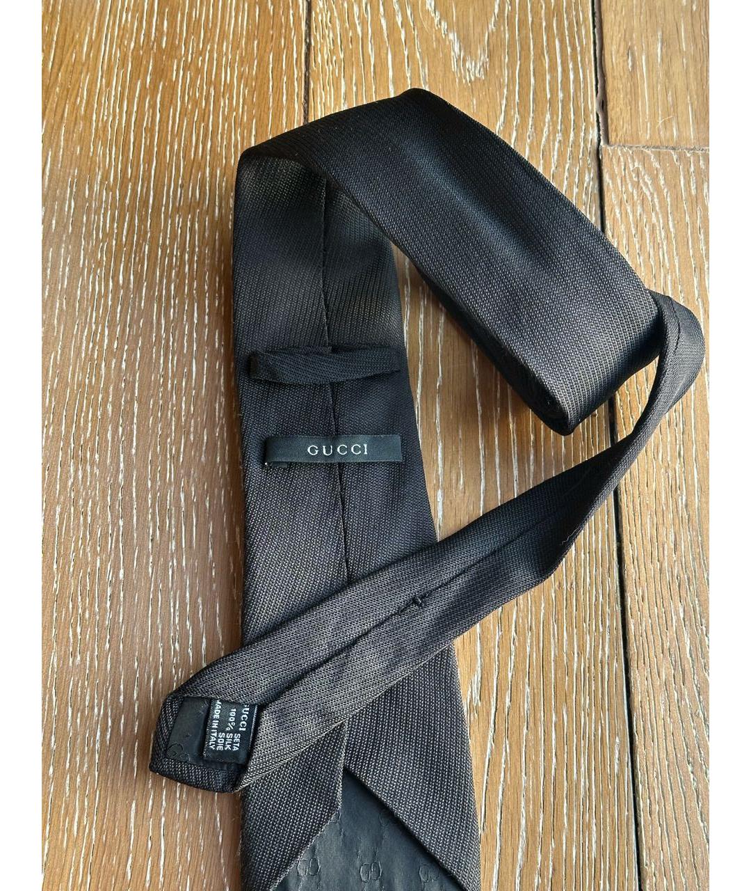 GUCCI Черный шелковый галстук, фото 4