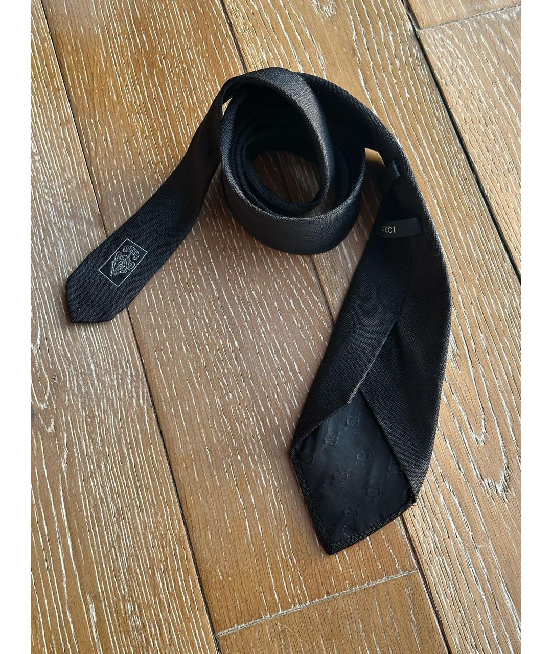 GUCCI Черный шелковый галстук, фото 2