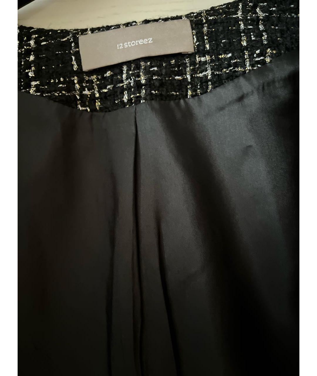 12 STOREEZ Черный твидовый жакет/пиджак, фото 3