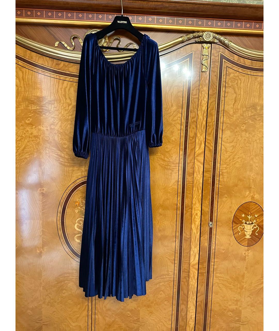 VALENTINO Темно-синее бархатное платье, фото 2