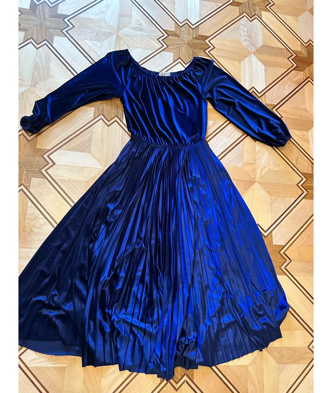 VALENTINO Темно-синее бархатное платье, фото 5