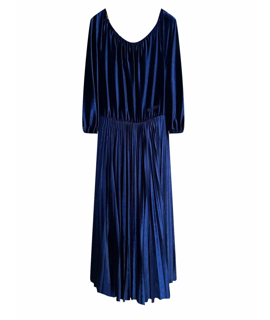 VALENTINO Темно-синее бархатное платье, фото 1