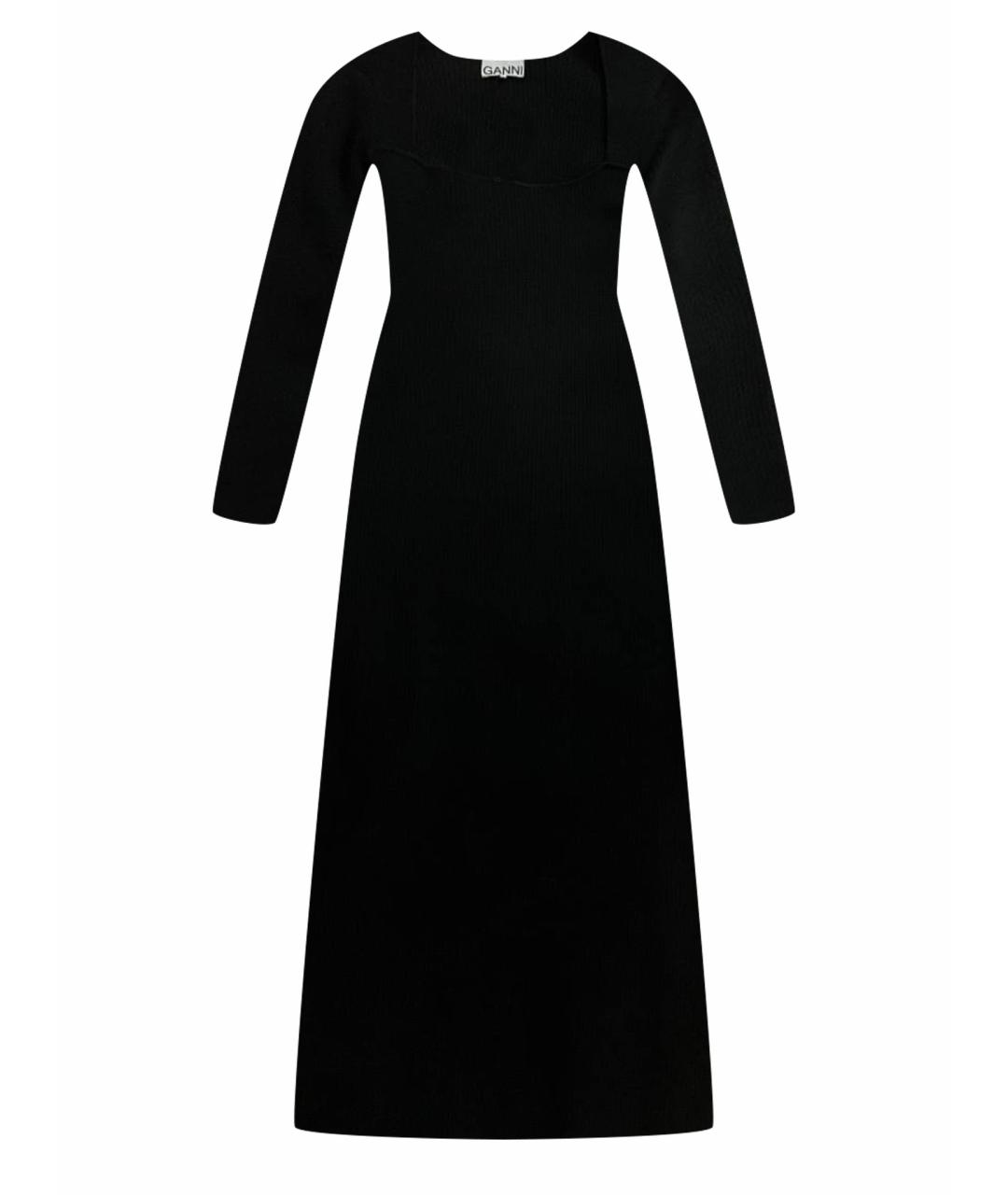 GANNI Черное вискозное повседневное платье, фото 1