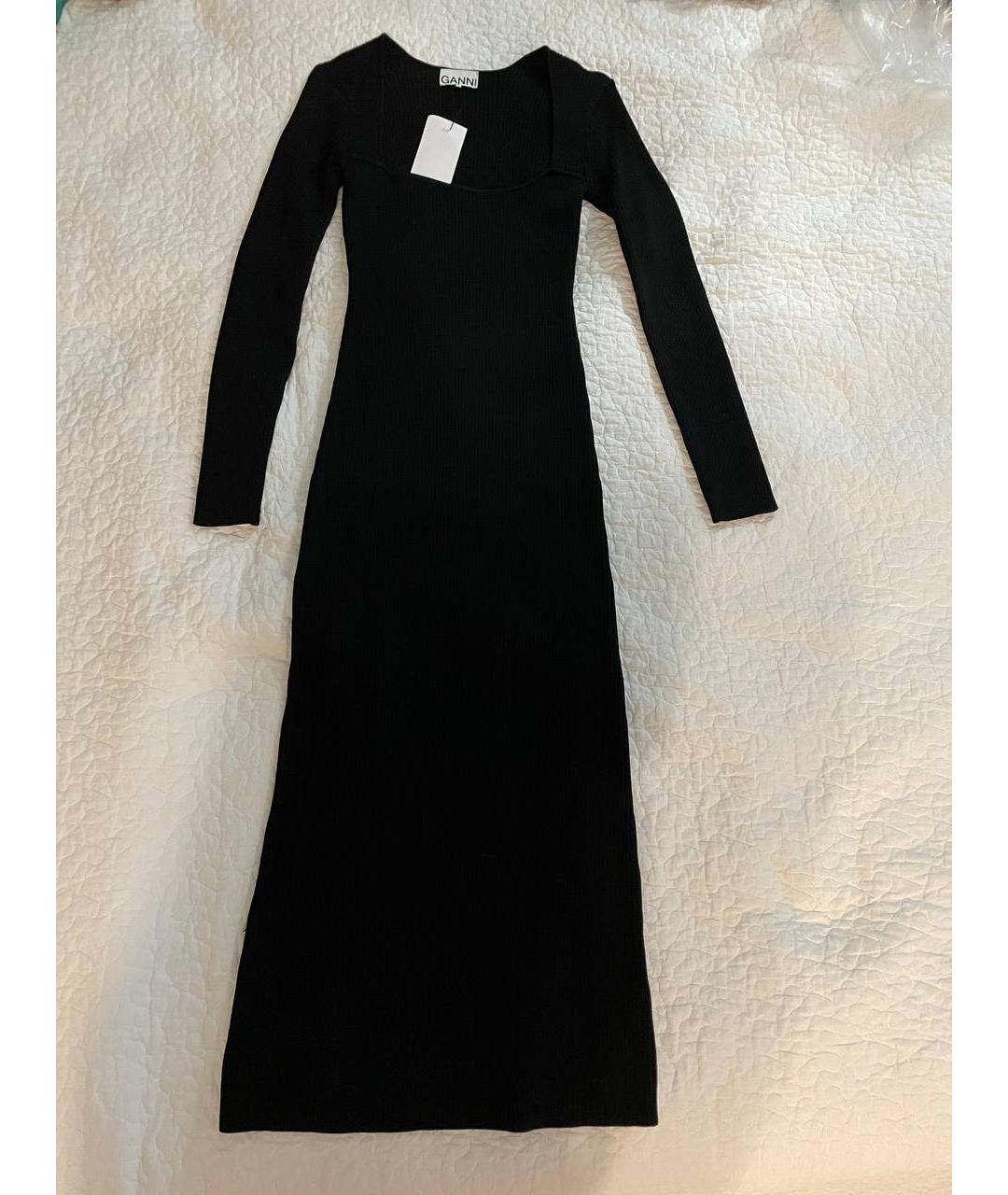 GANNI Черное вискозное повседневное платье, фото 5