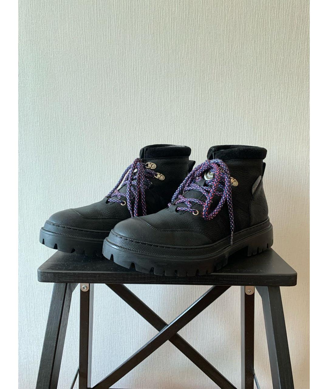 POLLINI Черные кожаные низкие ботинки, фото 5