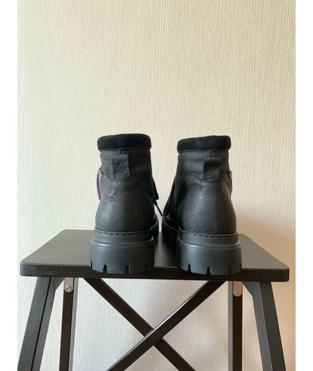 POLLINI Черные кожаные низкие ботинки, фото 4