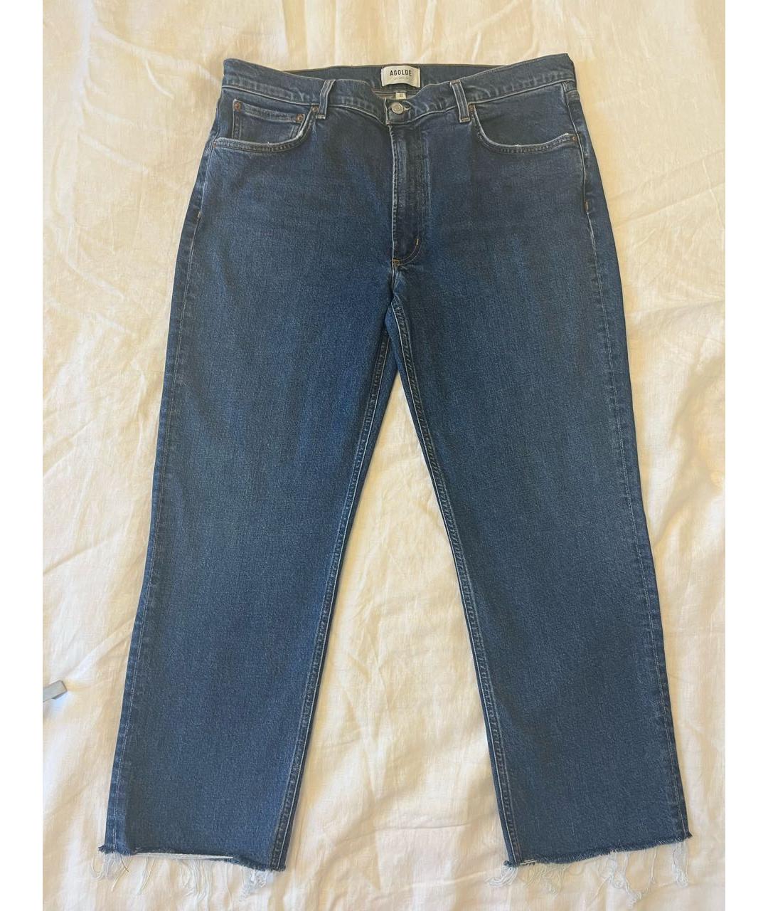 AGOLDE Синие хлопко-эластановые прямые джинсы, фото 9