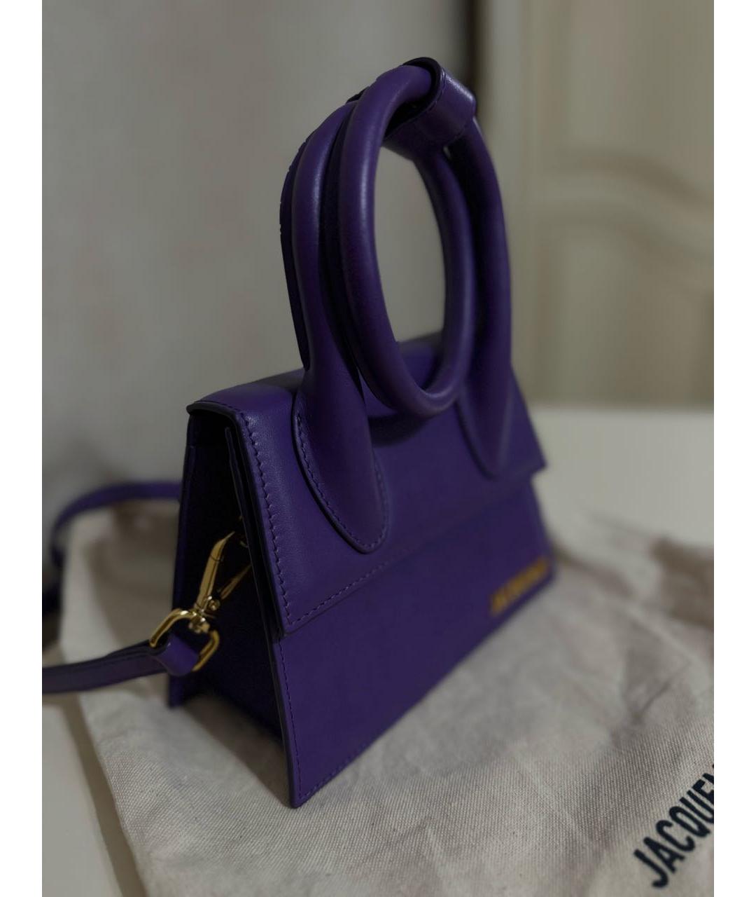 JACQUEMUS Фиолетовая кожаная сумка с короткими ручками, фото 2