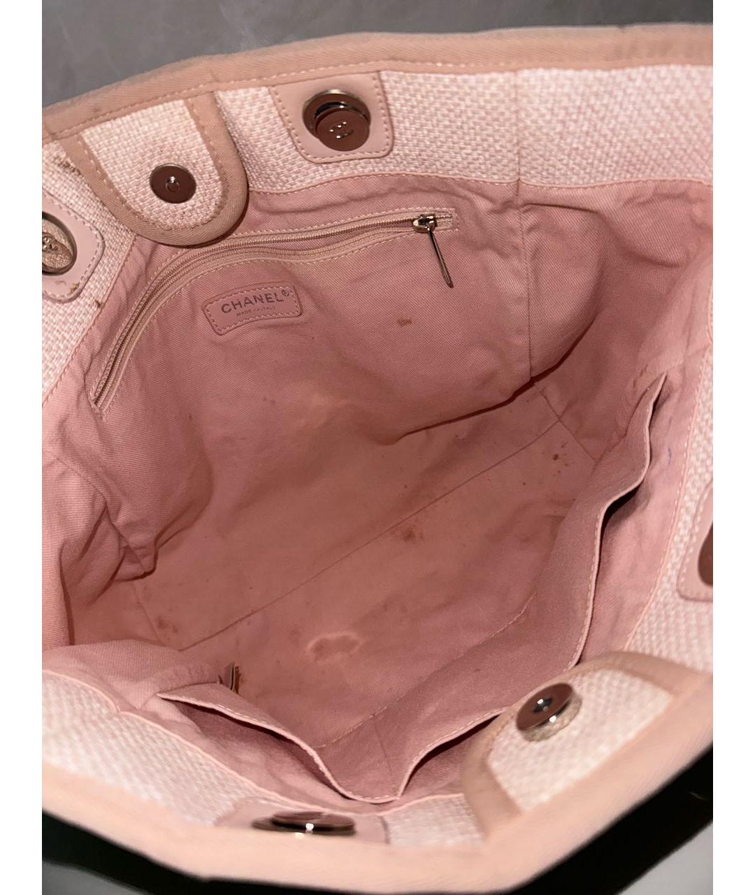 CHANEL PRE-OWNED Розовая тканевая пляжная сумка, фото 4
