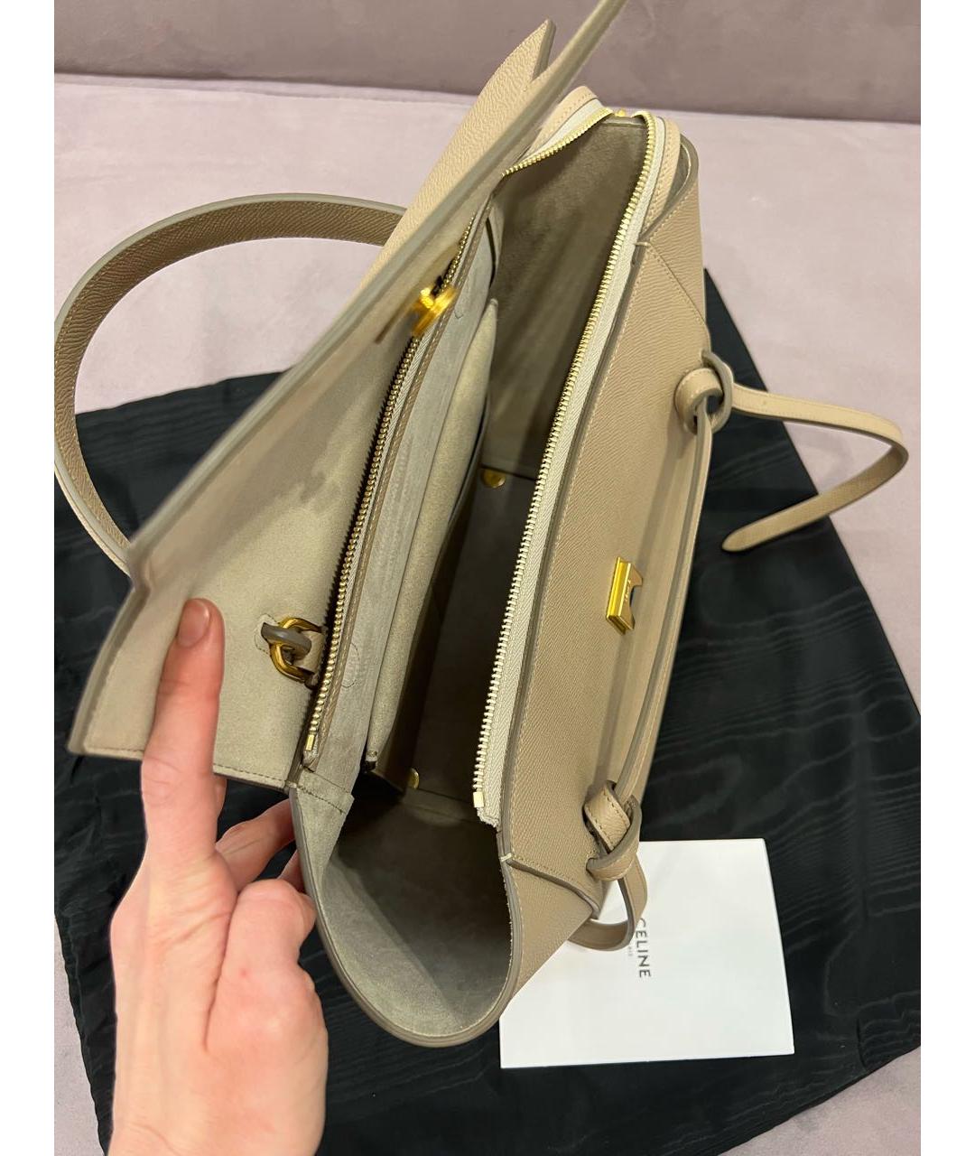 CELINE PRE-OWNED Бежевая кожаная сумка с короткими ручками, фото 4