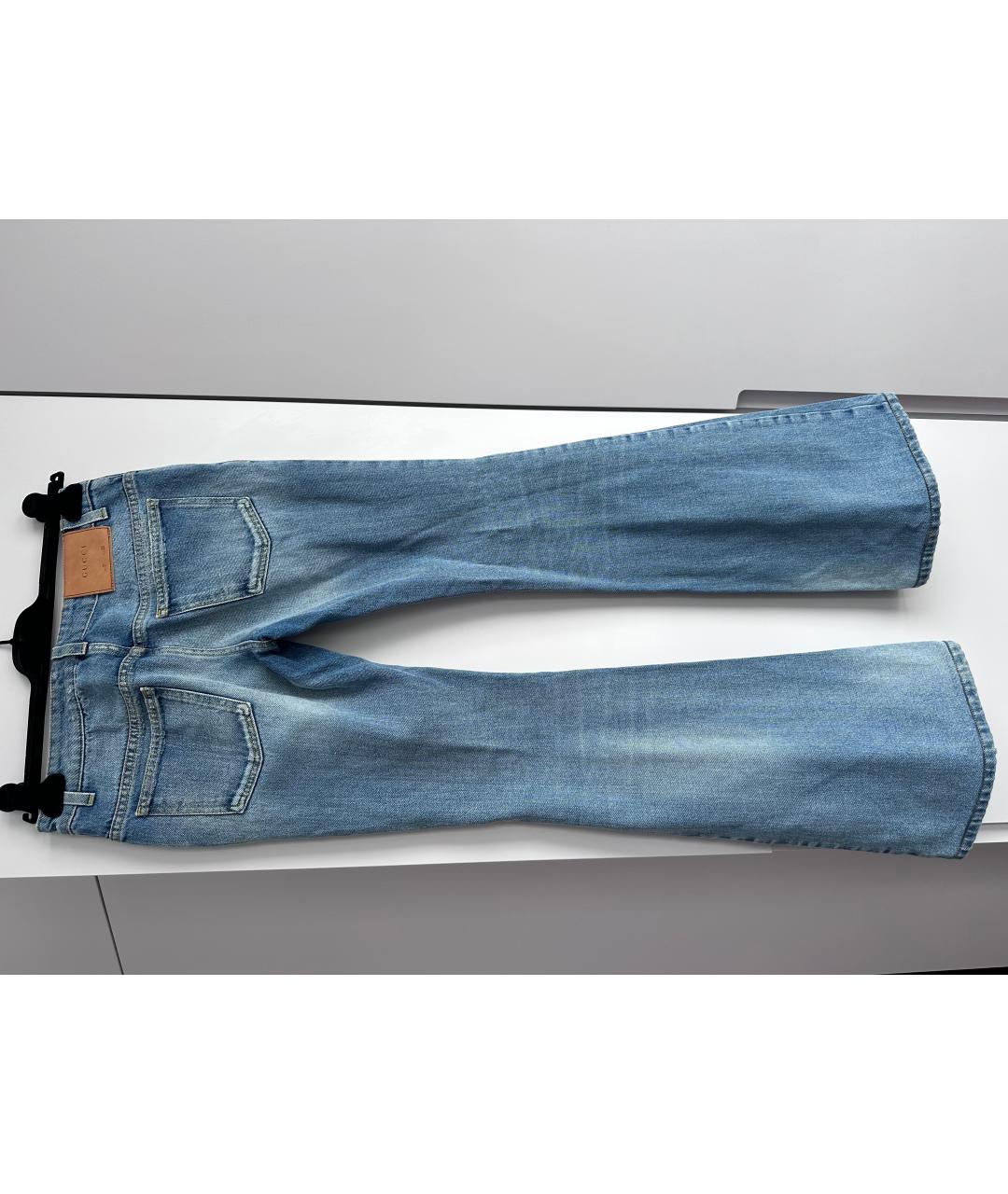 GUCCI Голубые хлопковые джинсы клеш, фото 2