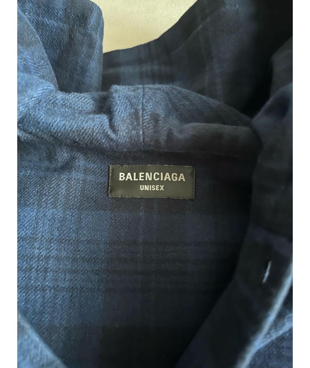BALENCIAGA Синяя хлопко-шерстяная кэжуал рубашка, фото 3