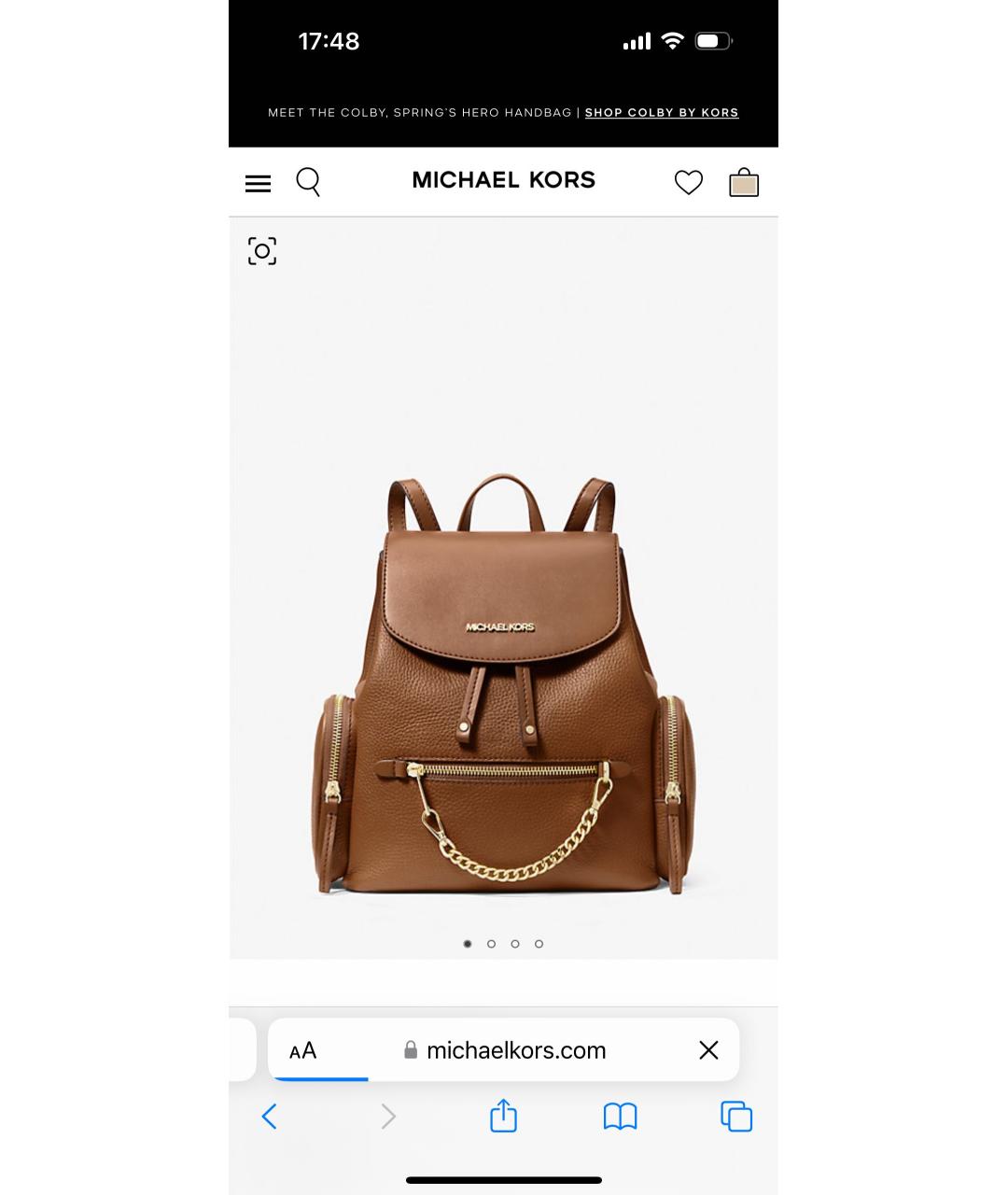 MICHAEL KORS Коричневый кожаный рюкзак, фото 8