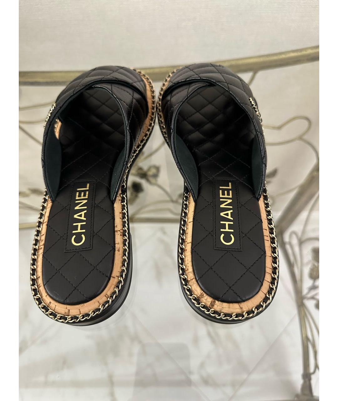 CHANEL PRE-OWNED Черные кожаные сандалии, фото 3