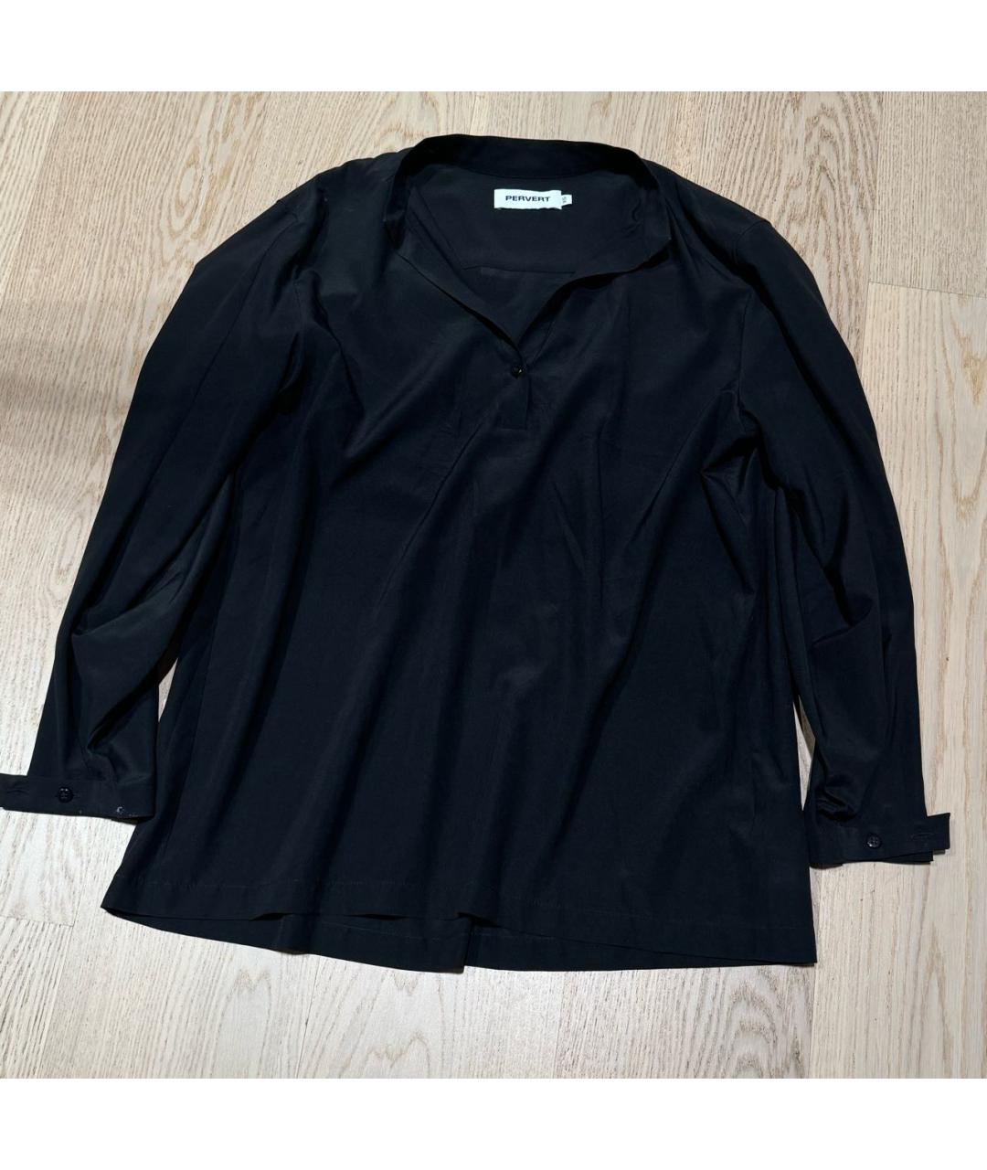 PERVERT Черная шелковая блузы, фото 2