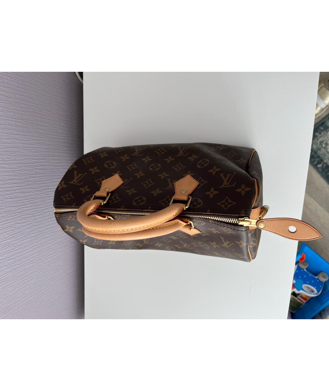 LOUIS VUITTON PRE-OWNED Коричневая сумка с короткими ручками, фото 3