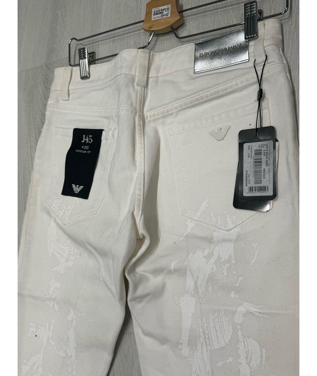 ARMANI JEANS Белые хлопковые прямые джинсы, фото 4