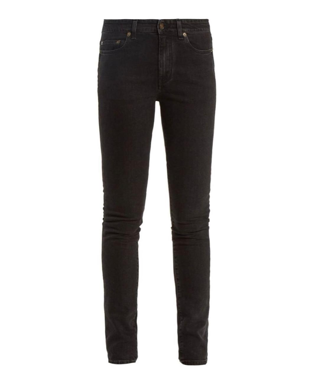 SAINT LAURENT Черные хлопковые джинсы слим, фото 1