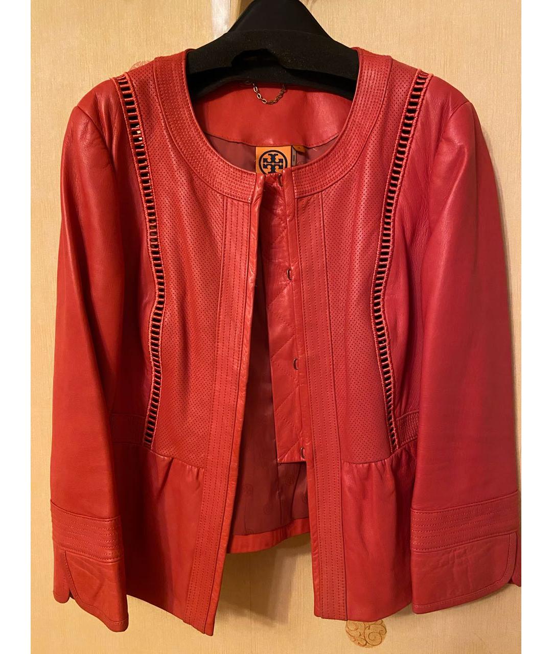 TORY BURCH Оранжевый кожаный жакет/пиджак, фото 3