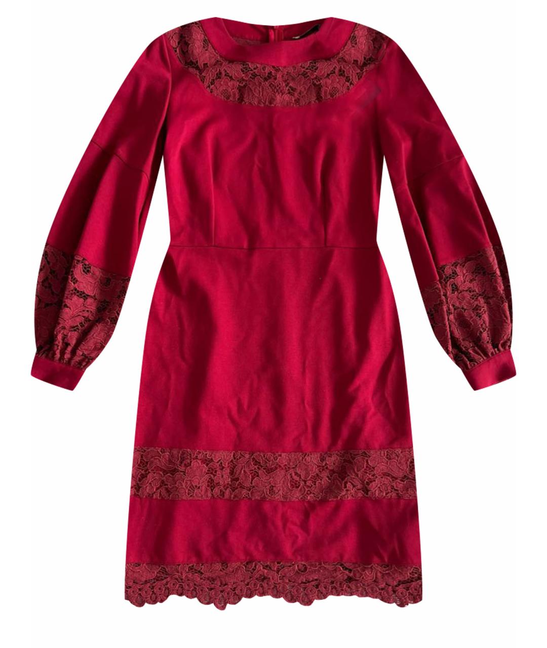 TWIN-SET Бордовое вискозное повседневное платье, фото 1