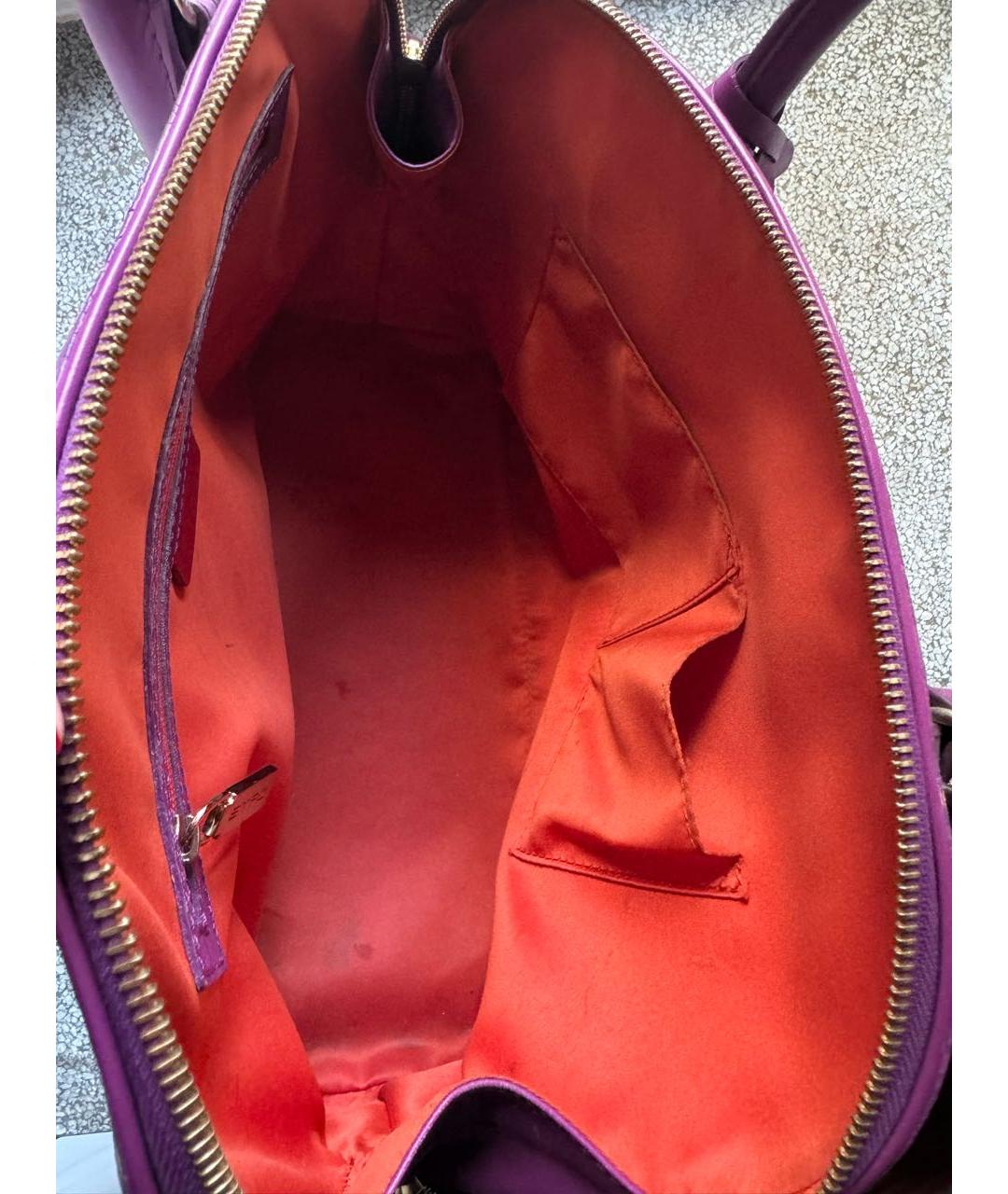 ETRO Фиолетовая кожаная сумка тоут, фото 4