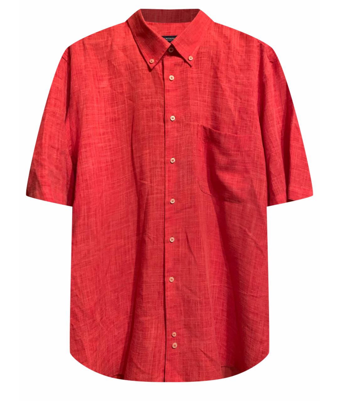 BURBERRY Коралловая льняная кэжуал рубашка, фото 1