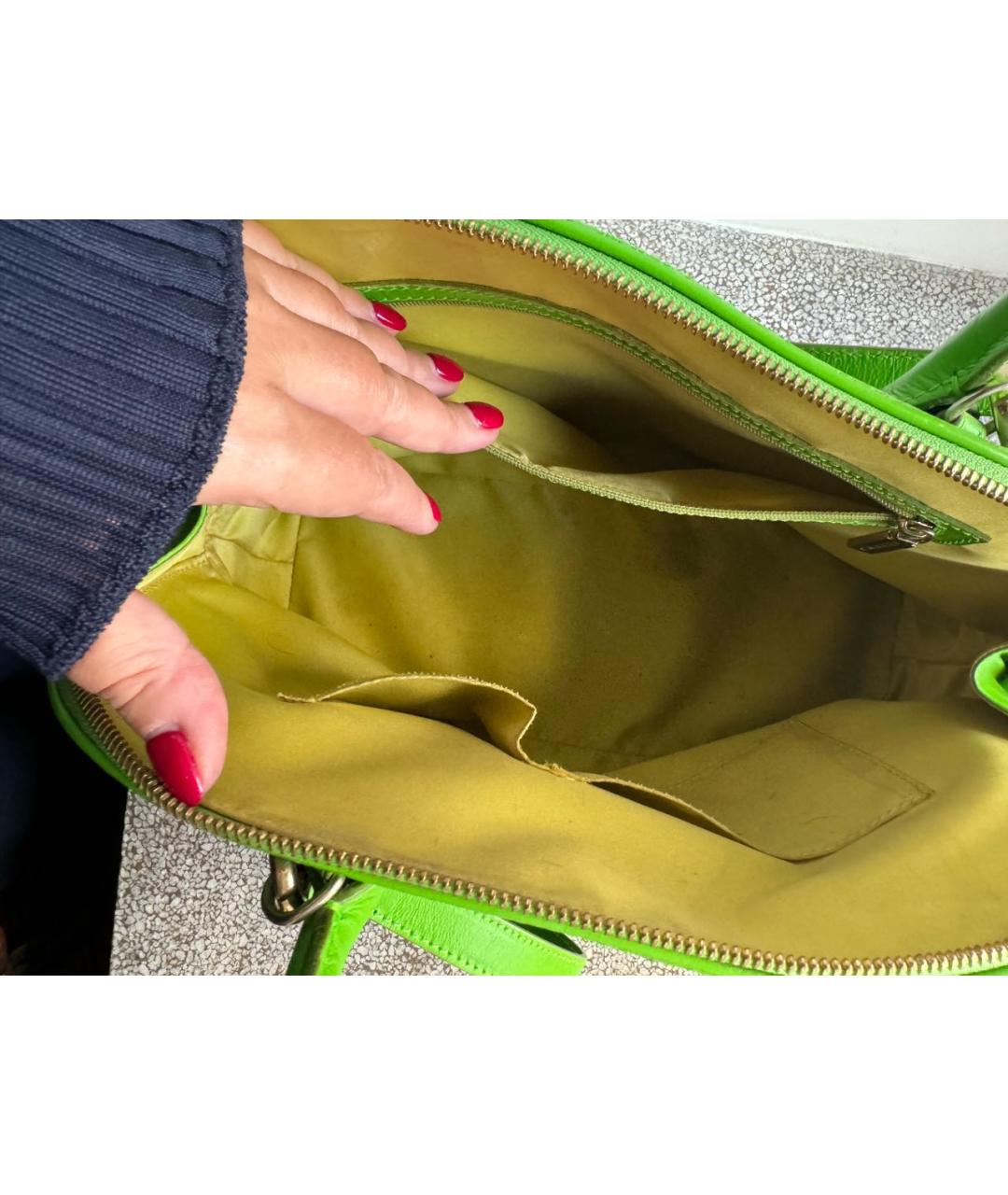 ETRO Салатовая кожаная сумка с короткими ручками, фото 4