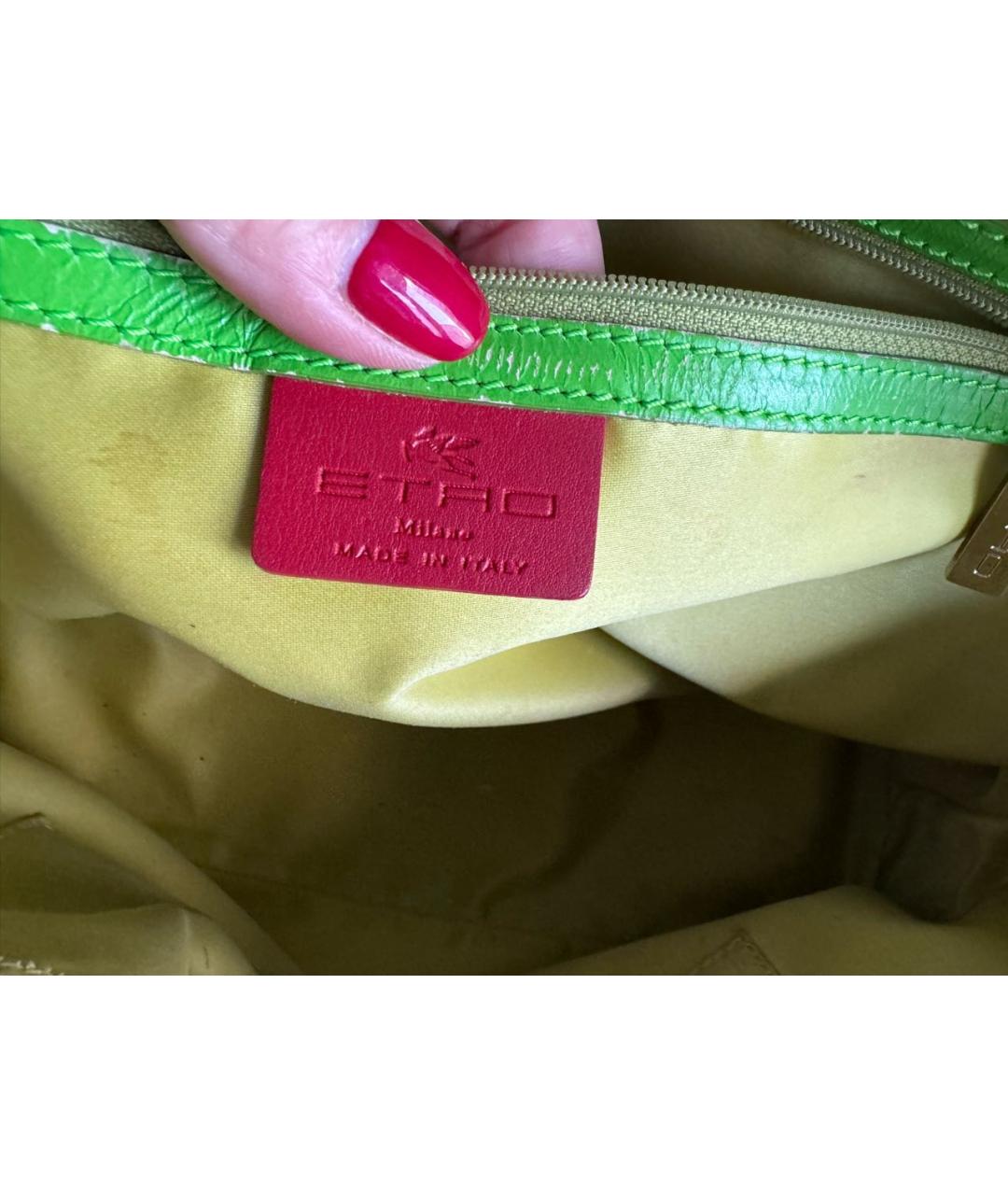 ETRO Салатовая кожаная сумка с короткими ручками, фото 5