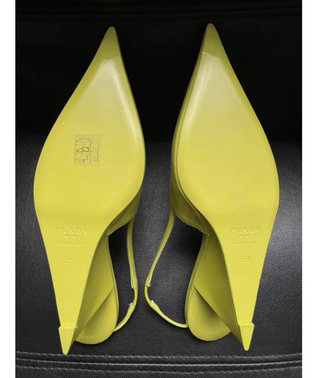 PRADA Желтые кожаные туфли, фото 6