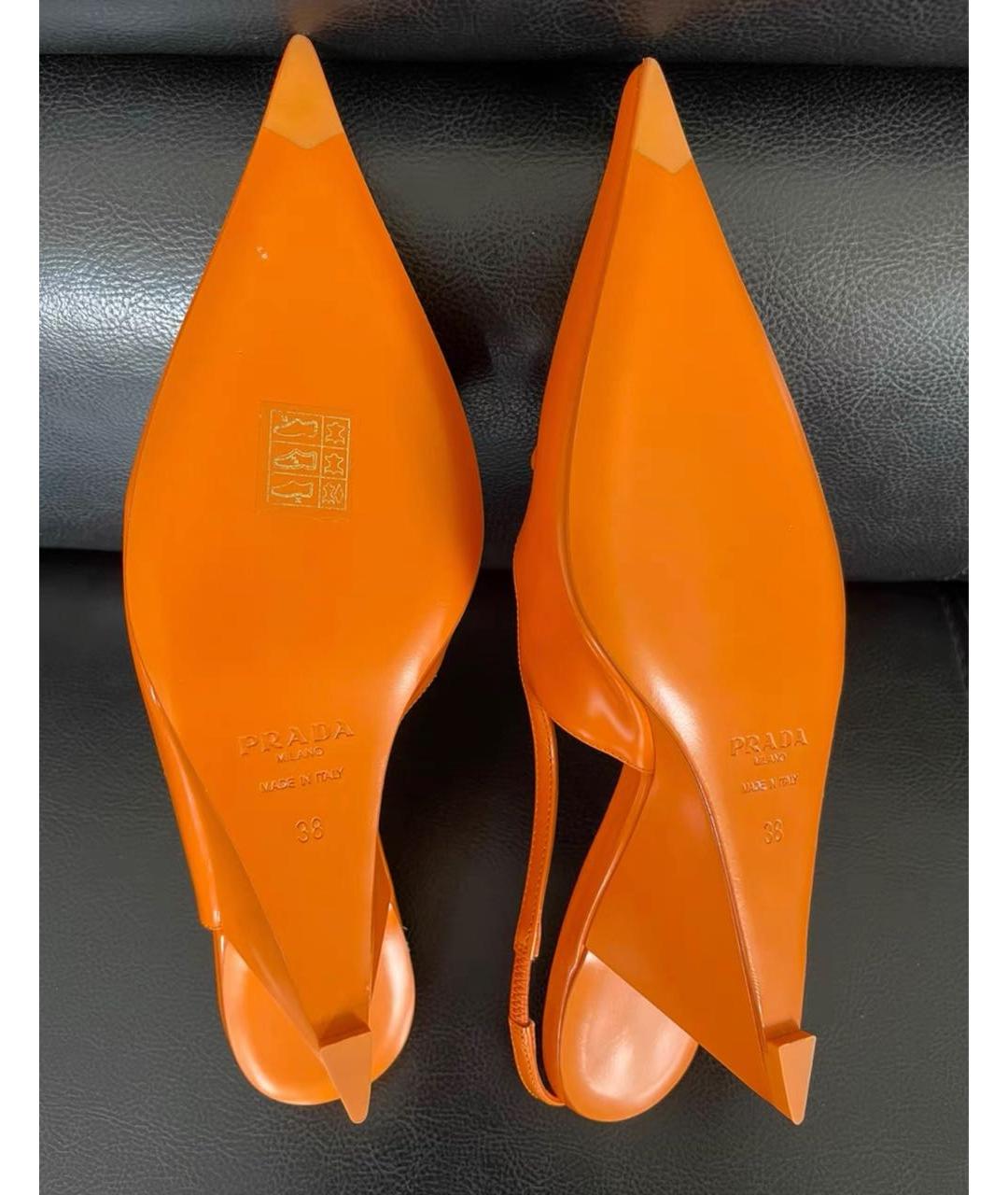 PRADA Оранжевое кожаные туфли, фото 6