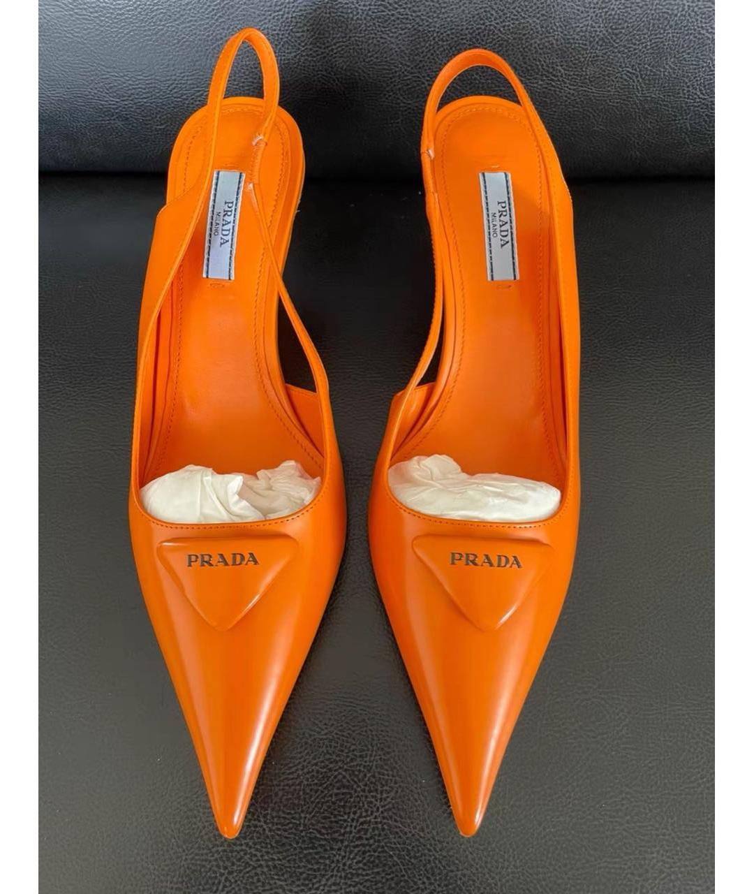 PRADA Оранжевое кожаные туфли, фото 2