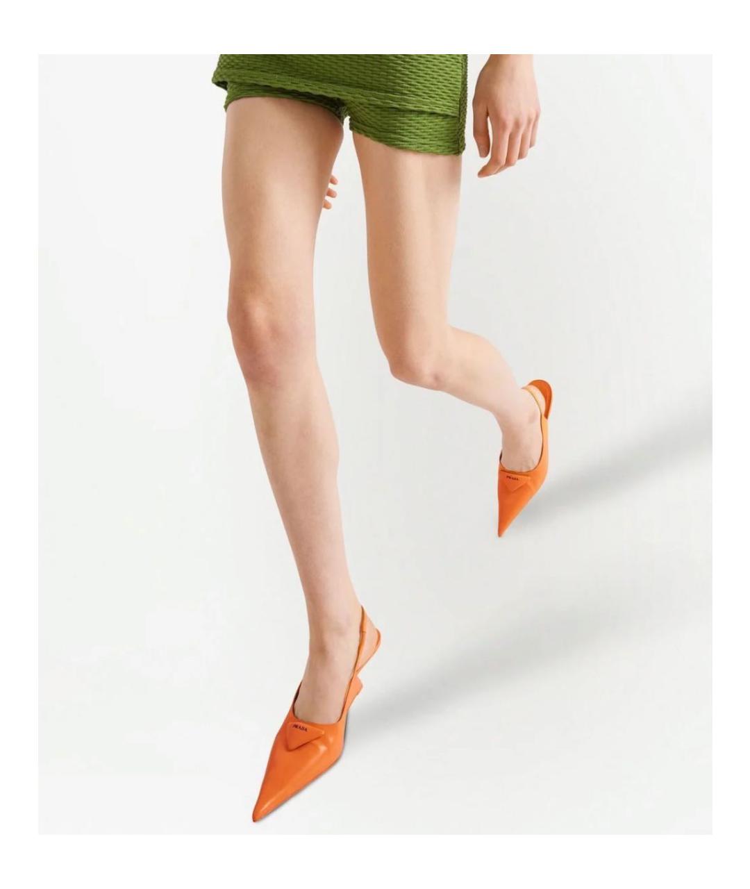 PRADA Оранжевое кожаные туфли, фото 7