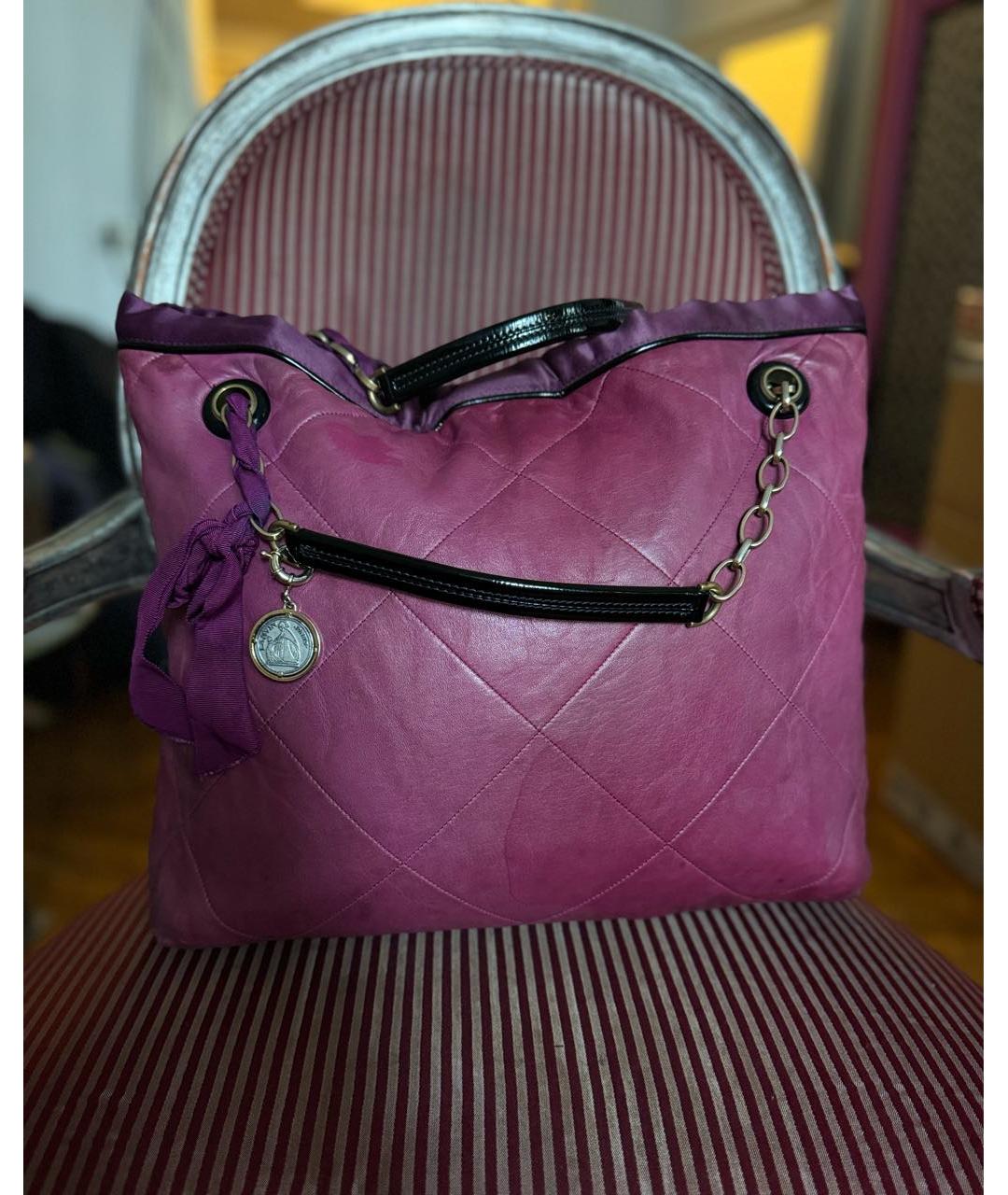 LANVIN Фиолетовая кожаная сумка тоут, фото 9
