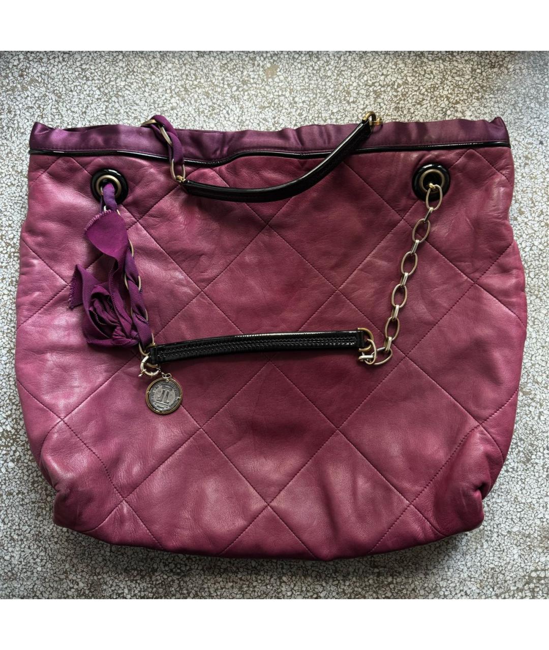LANVIN Фиолетовая кожаная сумка тоут, фото 7