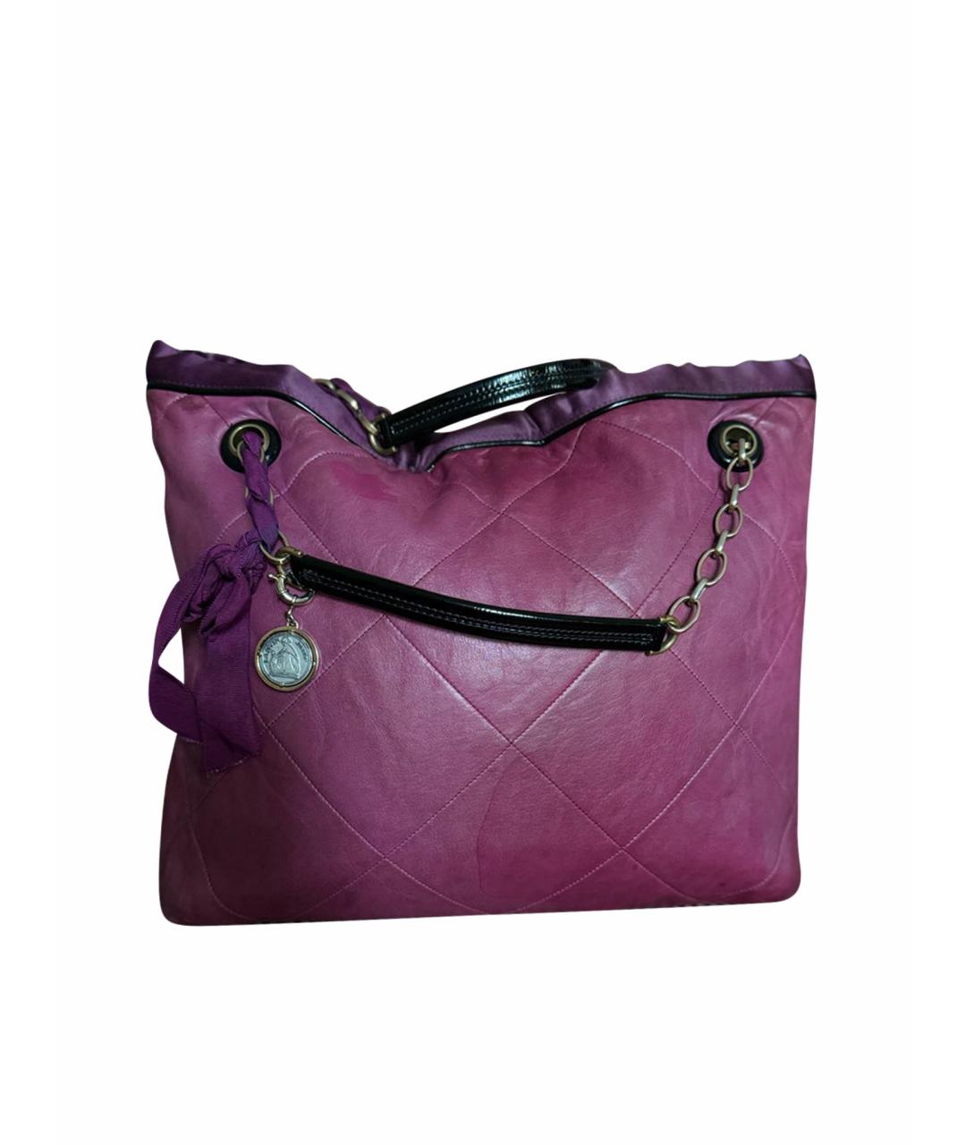 LANVIN Фиолетовая кожаная сумка тоут, фото 1