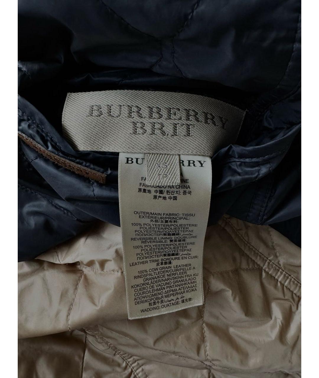 BURBERRY Темно-синяя полиэстеровая куртка, фото 3