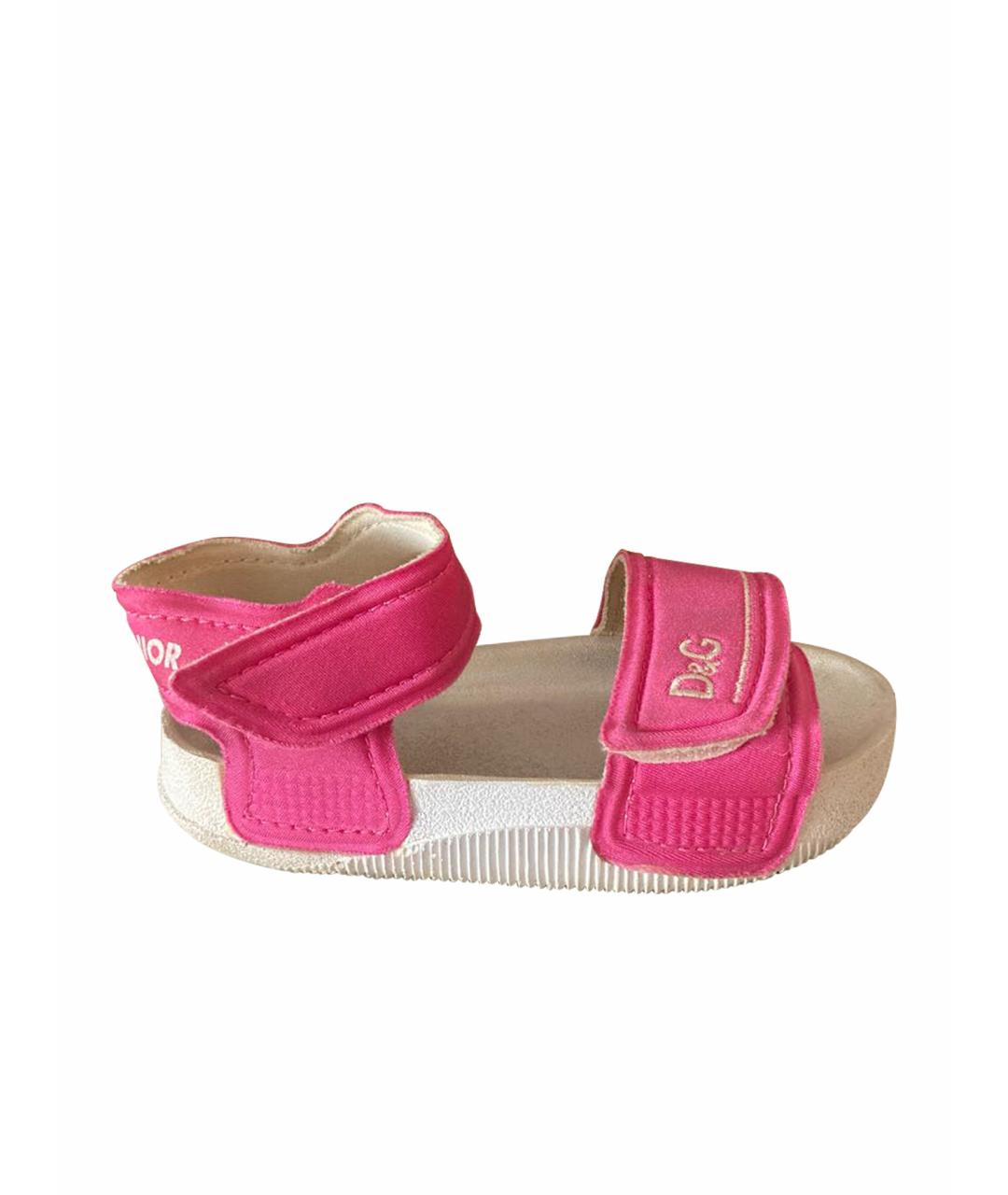 DOLCE & GABBANA KIDS Розовые синтетические сандалии и шлепанцы, фото 1