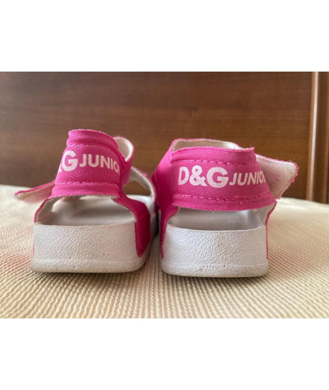 DOLCE & GABBANA KIDS Розовые синтетические сандалии и шлепанцы, фото 4