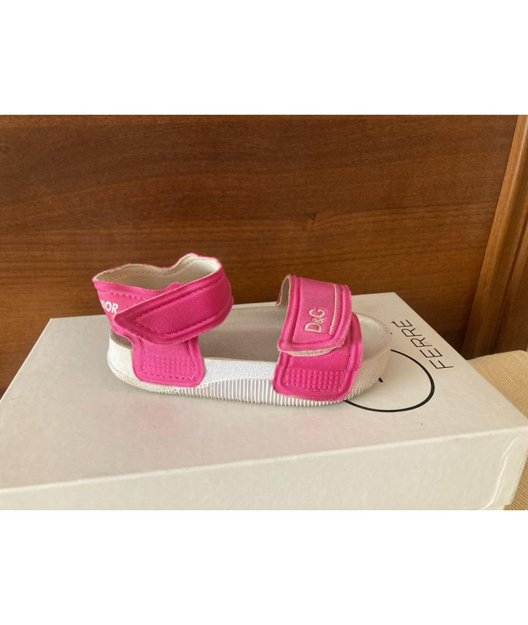DOLCE & GABBANA KIDS Розовые синтетические сандалии и шлепанцы, фото 7