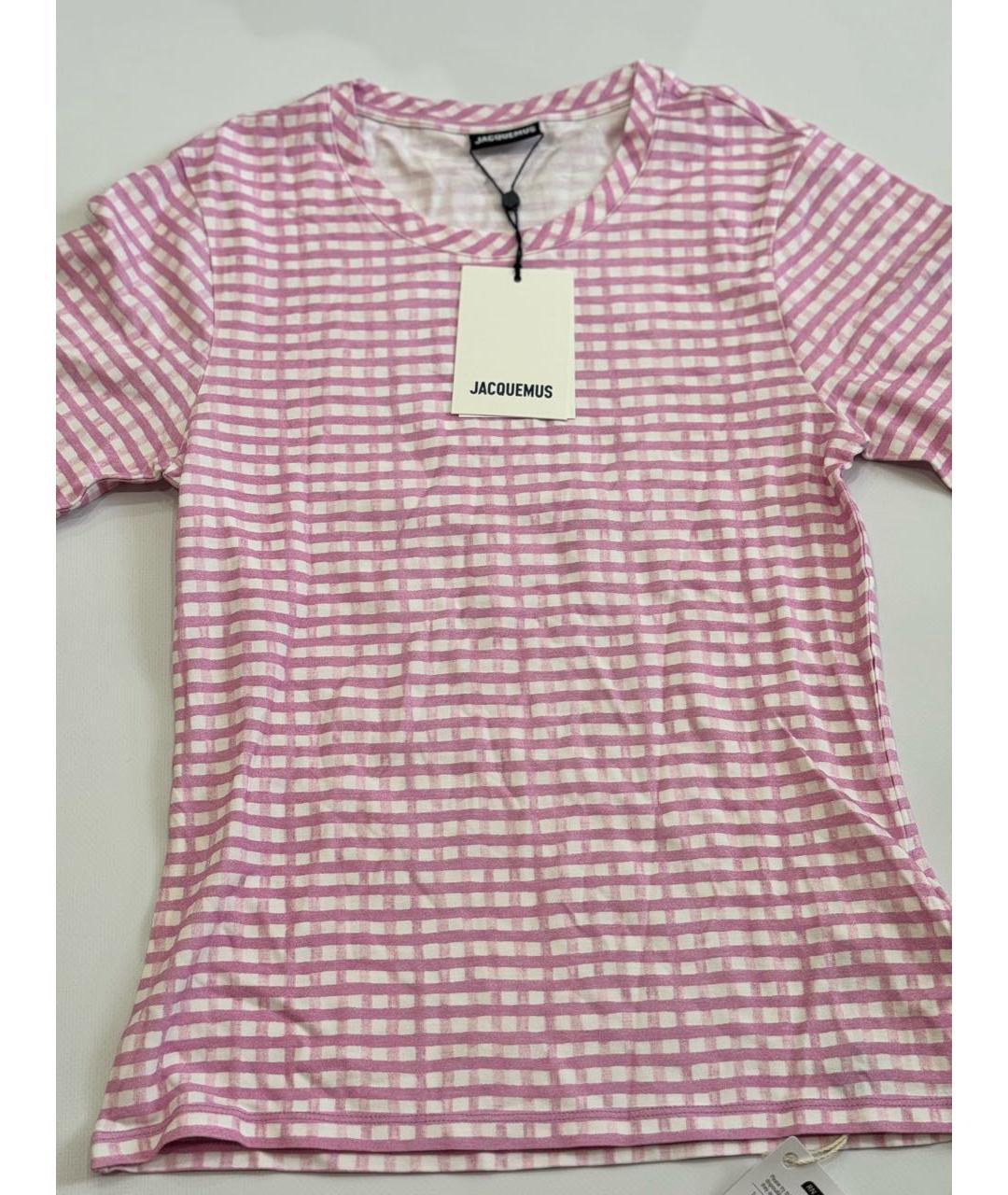 JACQUEMUS Розовая вискозная футболка, фото 3