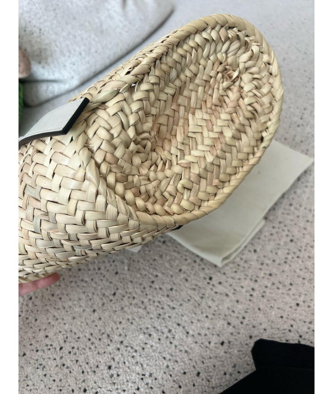 LOEWE Бежевая пелетеная пляжная сумка, фото 7