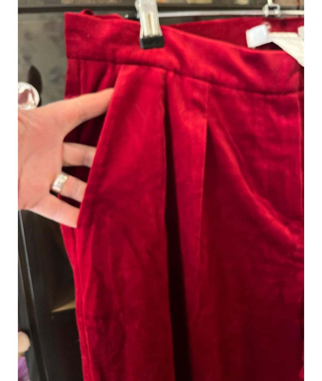 MAX MARA Бордовые бархатные брюки широкие, фото 5
