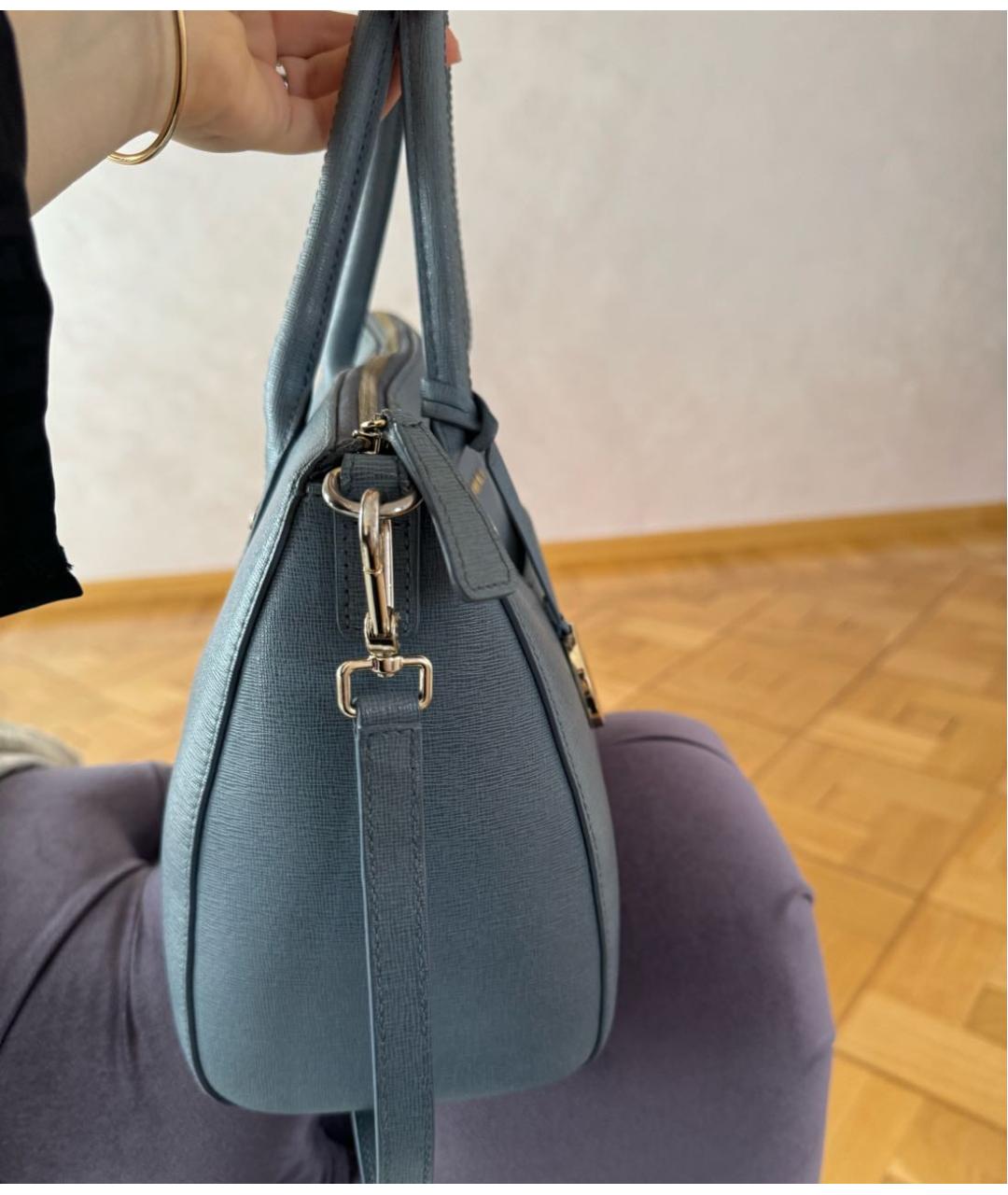 FURLA Голубая кожаная сумка с короткими ручками, фото 2