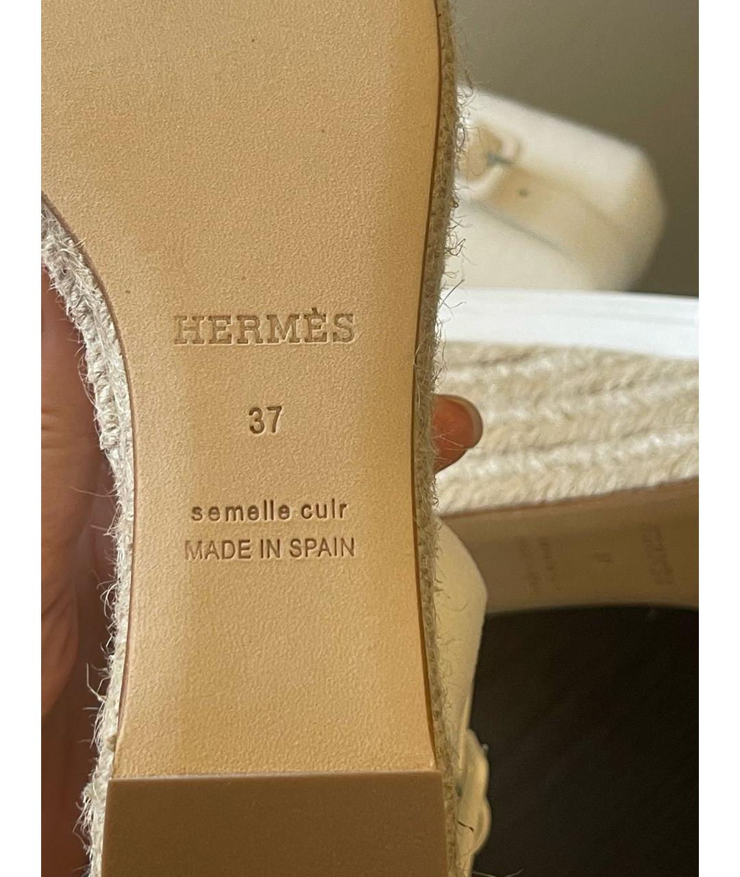 HERMES PRE-OWNED Белые кожаные босоножки, фото 5