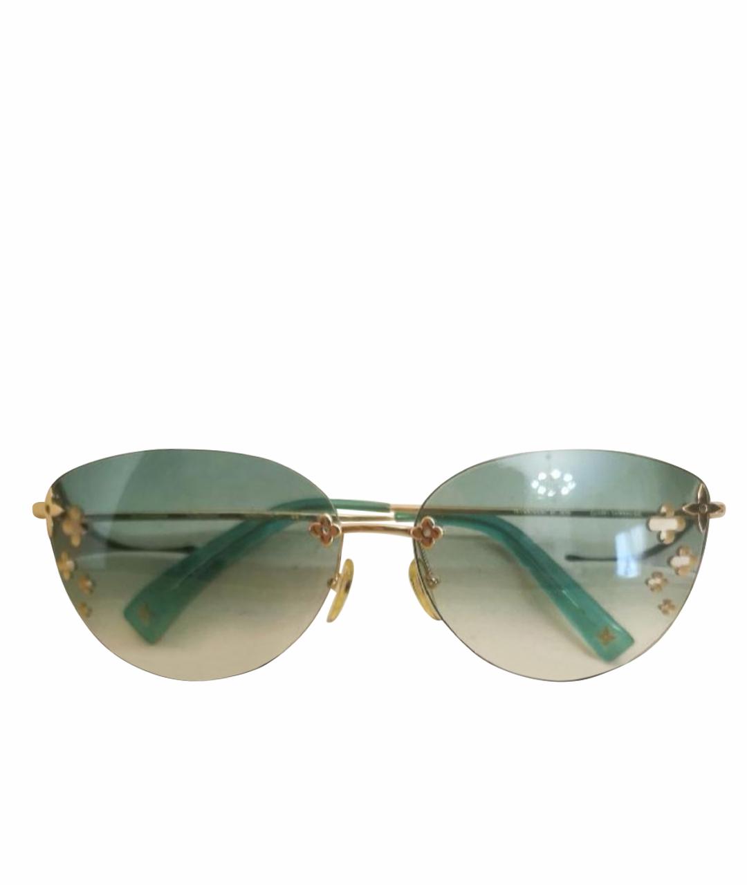 LOUIS VUITTON PRE-OWNED Зеленые металлические солнцезащитные очки, фото 1